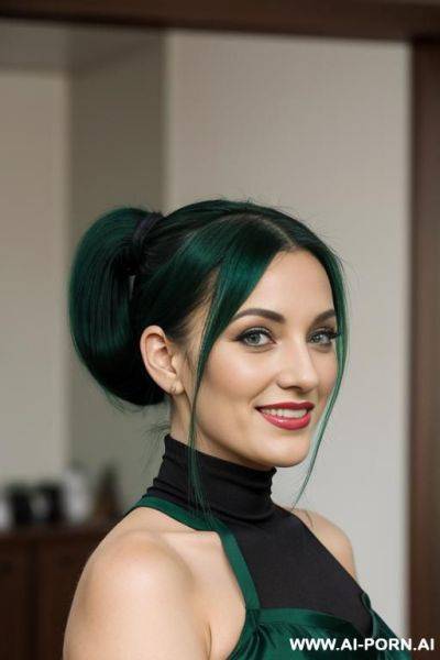 Dark dress, dark green hair. - ai-porn.ai on pornintellect.com