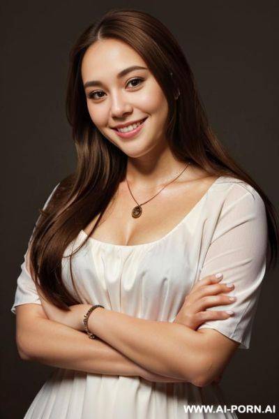 Simple background, closeup, profile picture, pfp, (((face closeup))), (((fat face))), (((round face))), (((extremely long hair))), looking at viewer, ((front facing)), (((headshot))), front view, a chubby - ai-porn.ai on pornintellect.com
