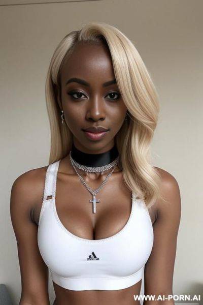 Chocker necklace, crop top on top, ((pussy on bot)) - ai-porn.ai on pornintellect.com