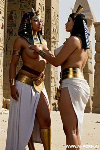 ((ancient egyptian female ra priestess)) ((wearing a white skirt)) inspecting a ((chubby full naked egyptian female)) - ai-porn.ai - Egypt on pornintellect.com