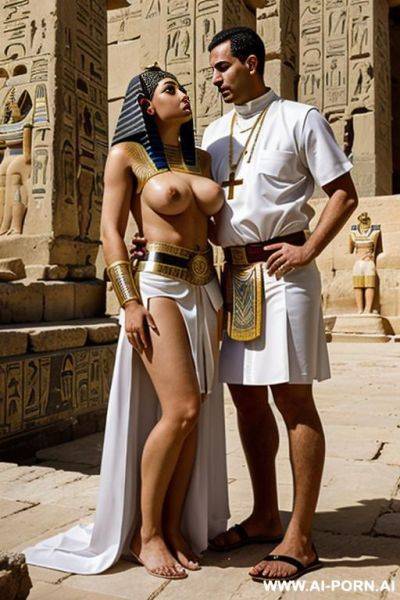 ((ancient egyptian male priest)) ((wearing a white skirt)) inspecting a chubby full naked egyptian female temple servant - ai-porn.ai - Egypt on pornintellect.com