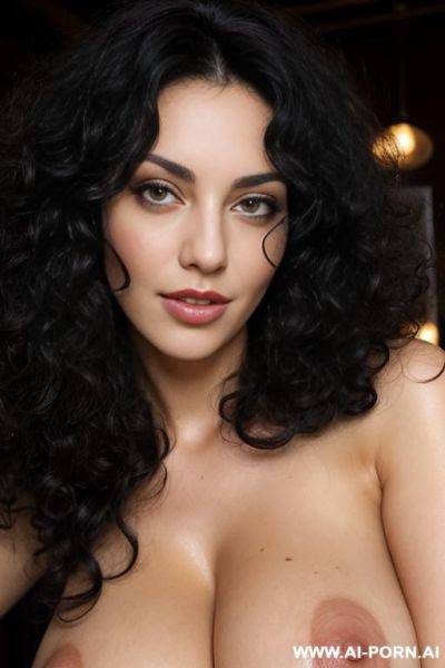 Very close from below, friendly expression - ai-porn.ai on pornintellect.com