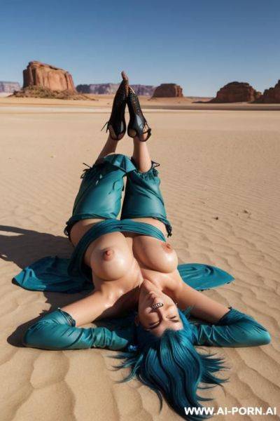 A naked woman with blue hair - ai-porn.ai on pornintellect.com