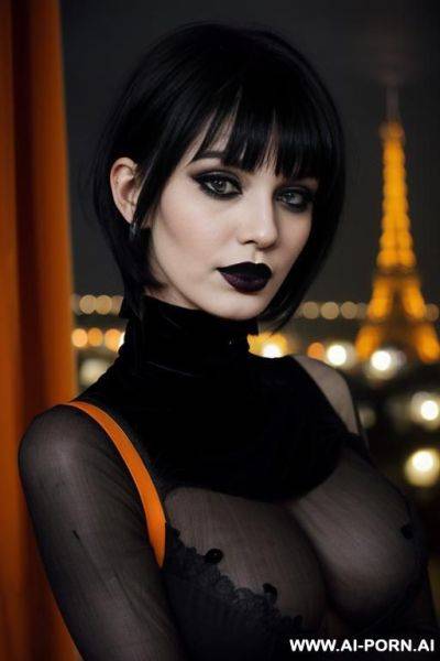 (black gothic make-up) ((((black lipstick)))) - ai-porn.ai on pornintellect.com