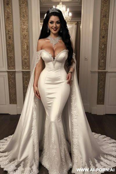 Realistic, beautiful face, sexy body, perfect huge breasts, makeup, updo hair, naked woman. necklace, earrings, long voluminous hair - ai-porn.ai on pornintellect.com