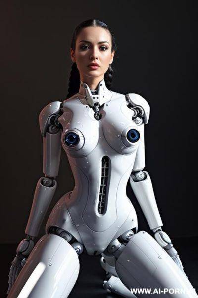 ((beautiful realistic and very detailed)) (( taur-women fully robotic body standing four legs)), detaleid face, skin in latex white color, covered to latex, robotic pussy. to boots, hd image quality, ((no background)). - ai-porn.ai on pornintellect.com