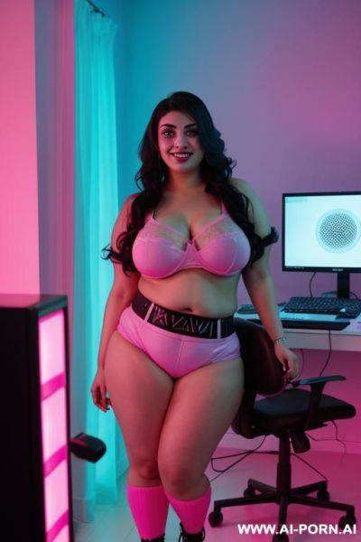 Mexican, chola, chicana, rap woman, hourglass figure, tight band shirt, extra plump, bbw, big woman - ai-porn.ai - Mexico on pornintellect.com