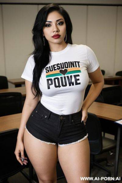 Mexican, chola, chicana, rap woman, hourglass figure, tight band shirt - ai-porn.ai - Mexico on pornintellect.com