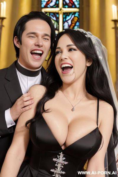 ((((douglas and regina)))), ((((couple portrait)))), ((((handsome groom and dazzling bride)))), ((a woman with long straight black hair)) ((my faithful dream girlfriend)), ((((gigantic cleavage)))) - ai-porn.ai on pornintellect.com