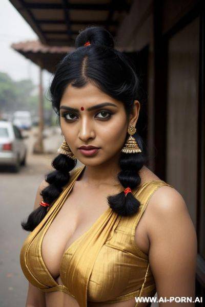 Indian woman, busty, sexy sari, street - ai-porn.ai - India on pornintellect.com