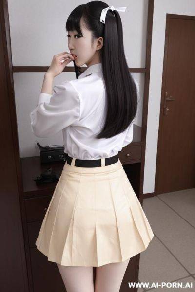 Sexy blond woman, skirt, stocking - ai-porn.ai on pornintellect.com