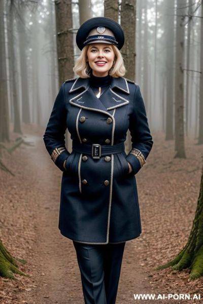 ((gorgeous germanic woman)) ((beautiful face)), ((high cheekbones)), ((short curvy hair)), ((full body view)), (((wearing a realistic naval captain hat))), short hair. (((wearing a realistic peacoat))) - ai-porn.ai - Germany on pornintellect.com