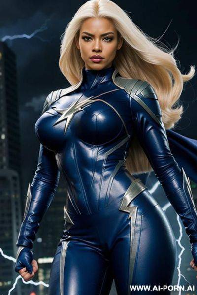 X-men, storm, wide hips. she is using her lightning super-power. - ai-porn.ai on pornintellect.com