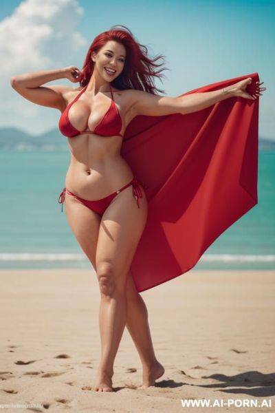 Wide hips, fat ass, laughing, too sexual, красивая высокая женщина, зелёные глаза, красная помада. Очень большая грудь и широкие бёдра - ai-porn.ai on pornintellect.com