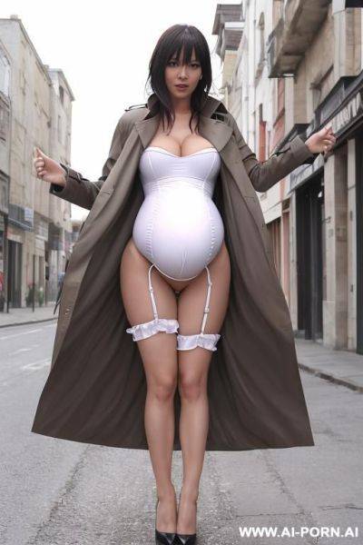 Pregnant, trench coat, milf, naked, windy weather - ai-porn.ai on pornintellect.com
