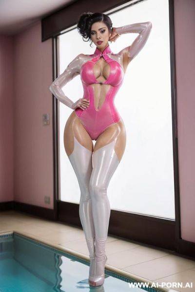(((gigantic thighs ))), monstruosly giant thighs (((hour-glass figure))), (((ghastly white shiny skin)), huge ass with huge hips, ((wide hips)), (((wide thigh gap))), ((((long upper body)))), (strong - ai-porn.ai on pornintellect.com
