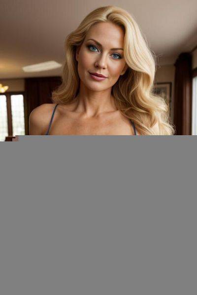 Sexbot milf, gigantic round tits, tall bimbo blonde, standing in dining room, (keep body), (keep face), - ai-porn.ai on pornintellect.com