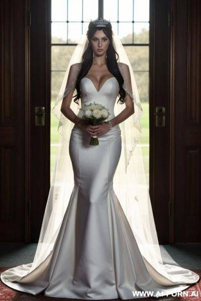 Tall elf woman, very fit and athletic, beautiful face, tiara, wedding veil, facial cumshot - ai-porn.ai on pornintellect.com