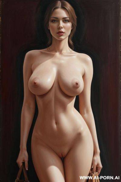 Hyperrealism painting. th century. group of beautiful nude women bag. perfect boobs. perfect pussy. standing full-length view. art. - ai-porn.ai on pornintellect.com
