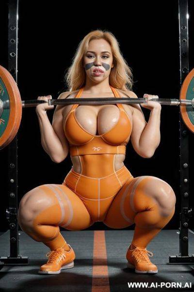 Blonde elf, fit body, massive boobs, big ass, pointed ears, kneeling, seen from bottom - ai-porn.ai on pornintellect.com