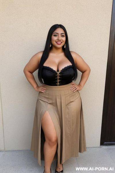 Mexican, model, tan, traditional, big eyes, wide hips, long tight skirt, extra thicc - ai-porn.ai - Mexico on pornintellect.com