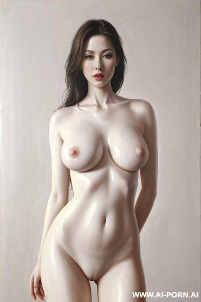 Hyperrealism painting: very beautiful sexy orgazm face, very milky-white skin. standing full-length view. art. - ai-porn.ai on pornintellect.com