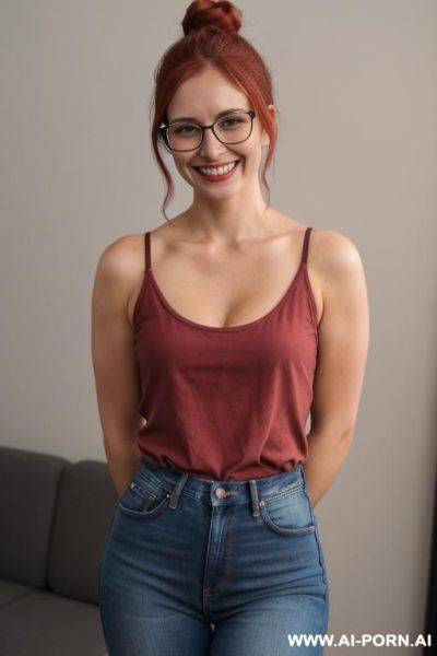 Glasses, eye contact, deep cleavage - ai-porn.ai on pornintellect.com