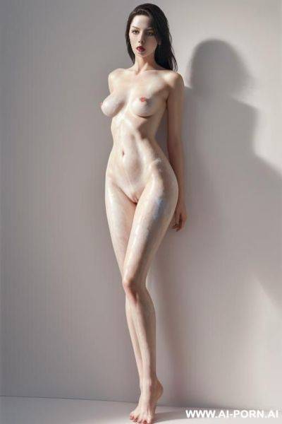 Hyperrealism painting: very beautiful sexy orgazm face, totally nude body. white skin. standing full-length view. art. - ai-porn.ai on pornintellect.com