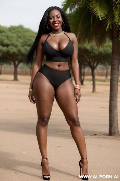 Black african with skimpy crop top wide hips and massive boobs - ai-porn.ai on pornintellect.com