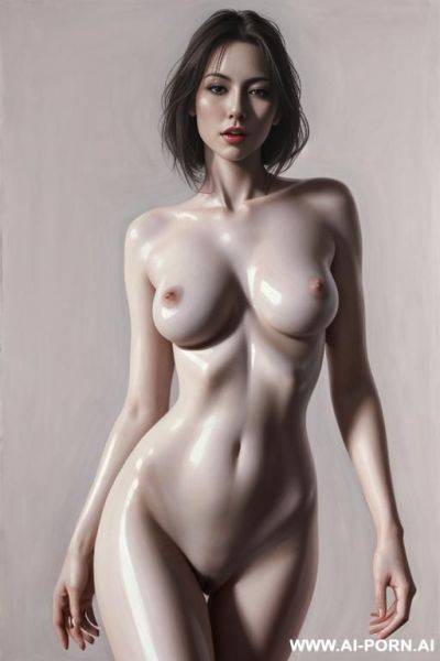 Hyperrealism painting: very beautiful sexy orgazm face, totally nude body. white skin. standing full-length view. art. - ai-porn.ai on pornintellect.com