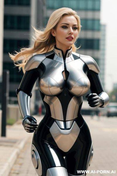 Ultra sexy busty blonde robot running - ai-porn.ai on pornintellect.com
