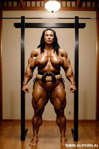 Giant polynesian goddess, extreme muscles, large frame, sturdy, married, wedding ring - ai-porn.ai on pornintellect.com