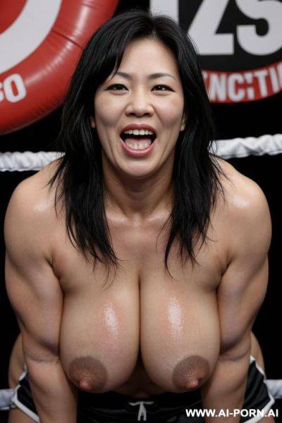 2 women boxing, sexually excited, happy, fighting pose - ai-porn.ai on pornintellect.com