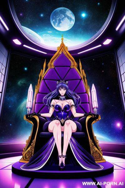 (anime art style) (close up) (space princess) (space ship throne room) - ai-porn.ai on pornintellect.com