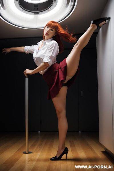 Rousse, 0kg, belle fesses, beau seins, jambes écartées, nue - ai-porn.ai on pornintellect.com