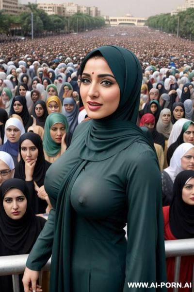 Pakistani hijab wife nude in public front of crowd - ai-porn.ai - Pakistan on pornintellect.com