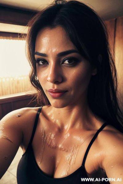 Drunk, soaking in sweat, inse eye contact, selfie close-up, - ai-porn.ai on pornintellect.com