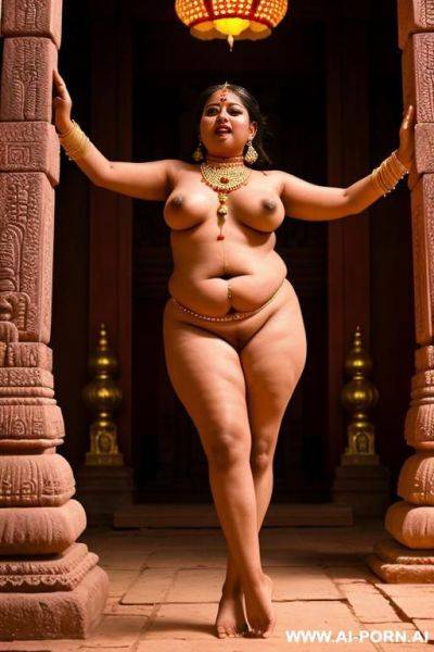 Chubby naked female indian temple servant dances on a mystical feast in a temple - ai-porn.ai - India on pornintellect.com