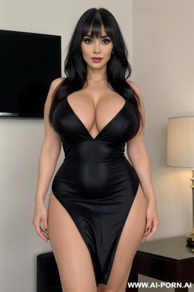 Rich housewife, milf, full body view, full frontal, fully nude, bimbo lips, big eyes, very long eyelashes, makeup, mascara, eyeliner, gigantic breasts, full frontal, ((keep face)), ((keep body)), - ai-porn.ai on pornintellect.com