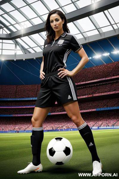 Soccer stadium, soccer referee outfit, lots of people - ai-porn.ai on pornintellect.com