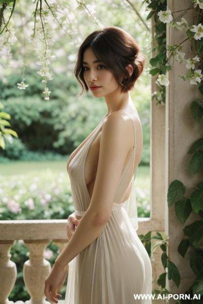 A totally nude woman stands city park. her has perfect pussy and perfect boobs. the light breeze gently stirs her hair, creating a sense of movement and life. her posture is poised and - ai-porn.ai on pornintellect.com