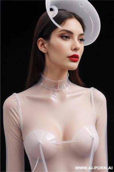 Big transparent funnel collar, big funnel around neck, plastic funnel, ((funnel cup neck)) - ai-porn.ai on pornintellect.com