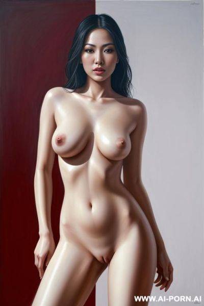 Hyperrealism painting: very beautiful sexy orgazm uzbek face, totally nude body. white skin. standing full-length view. art. pornstar. - ai-porn.ai - Uzbekistan on pornintellect.com