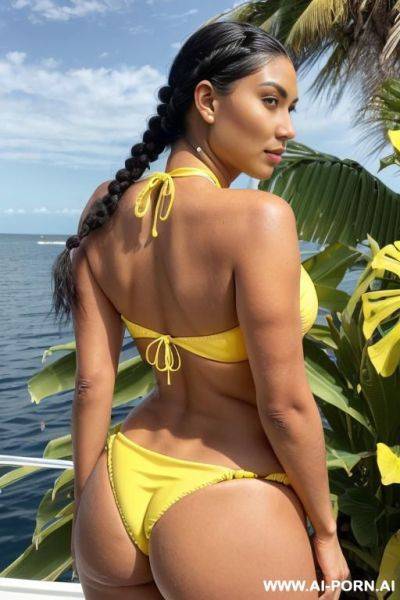 Cherokee babe, beautiful cherokee woman, huge saggy breasts, big brown eyes, two braids, jet black hair, high cheek bones, square jaw, full body view, ((keep face)), ((keep body)), - ai-porn.ai on pornintellect.com