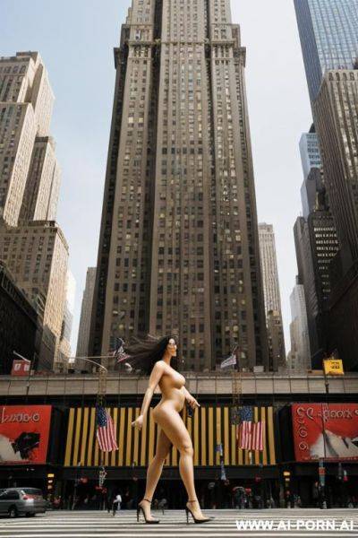 Giant woman crossing buildings , naked mega-giant female in newyork, she is bigger then buildings - ai-porn.ai on pornintellect.com