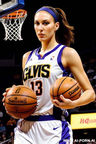 Wnba fever player, white, brunette, covering pussy with basketball, great details, smouldering look - ai-porn.ai on pornintellect.com