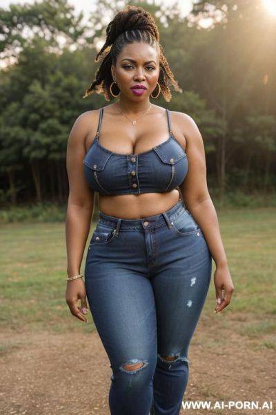 Black milf in denim cut jeans, curvy waist - ai-porn.ai on pornintellect.com
