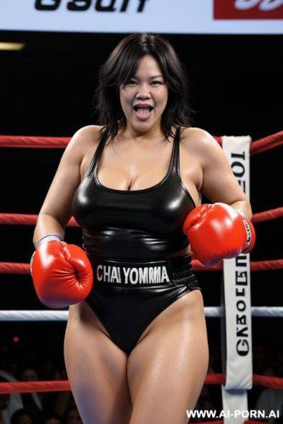2 women boxing, sexually excited, happy, fighting pose - ai-porn.ai on pornintellect.com
