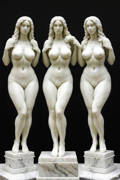 Portrait of multiple gorgeous brazilian bimbos transforming into marble statues - ai-porn.ai - Brazil on pornintellect.com