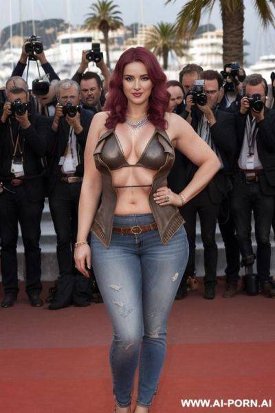 (((long shot))), ((topless)), (seductive eye contact), (full lips), (full voluminous hair), (necklaces), (wide hips, thigh gap), (thick thighs), (((biceps, muscles))), (((hourglass figured body))), (((large areolas))), - ai-porn.ai on pornintellect.com
